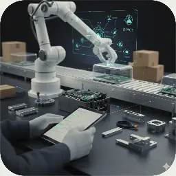 Automated PCB and electronic assembly line providing final assembly and support for complex technical product manufacturing.